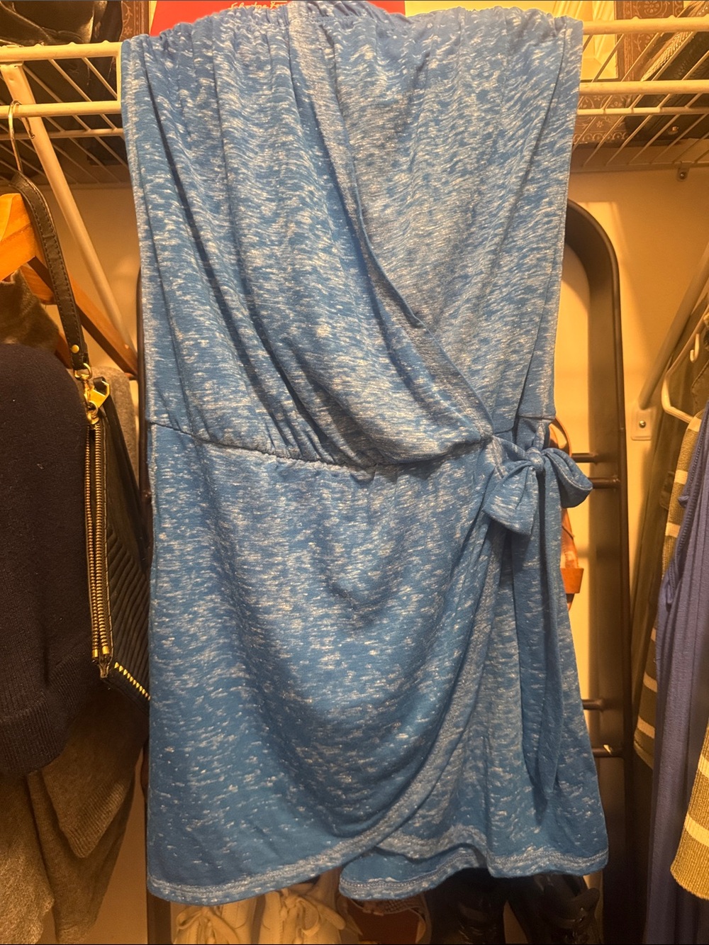 BECCA Blue Heathered Tie-Waist Swim Coverup Mini